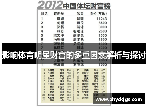 影响体育明星财富的多重因素解析与探讨